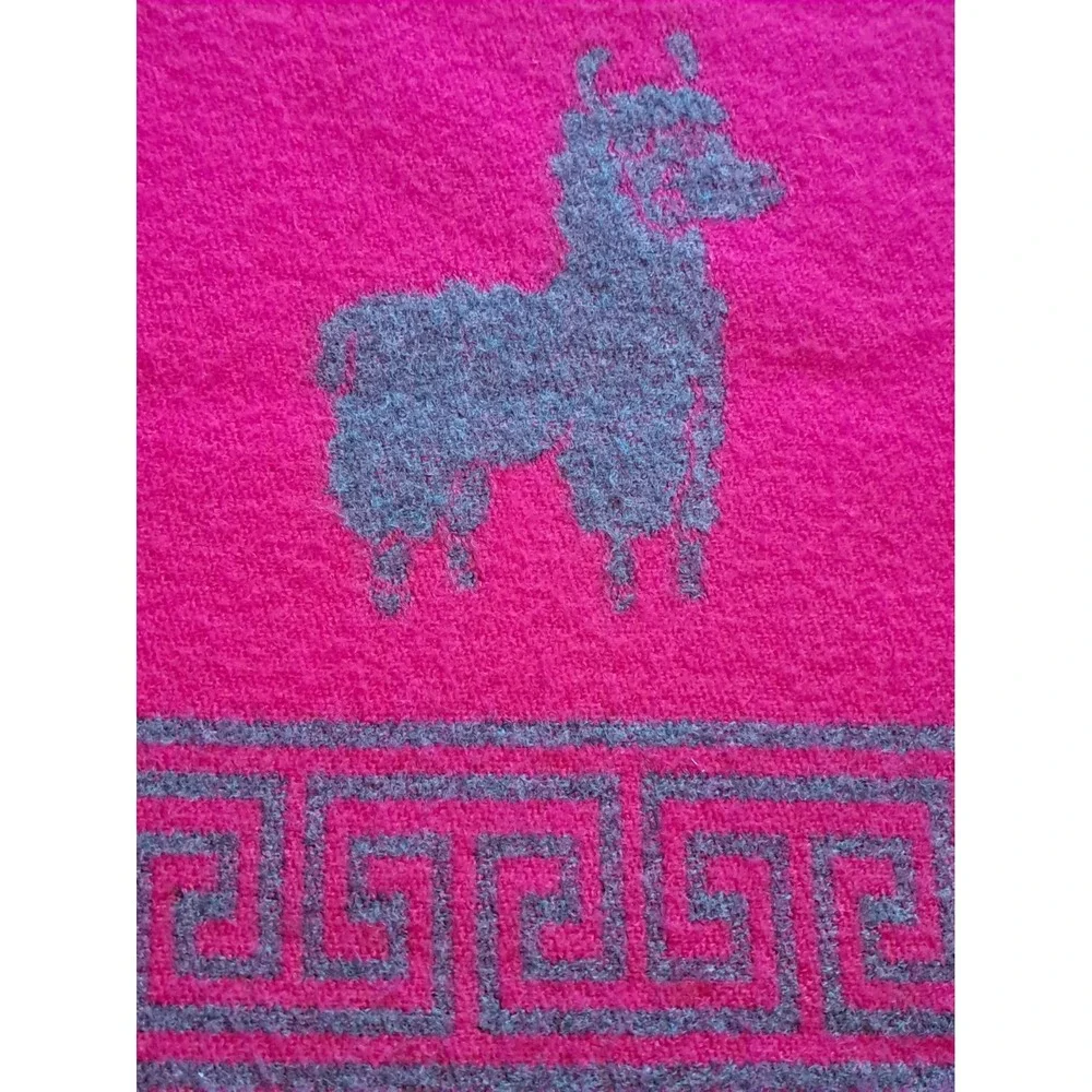 Fuchsia Alpaca Wool Blend Scarf Wrap Shawl Fringed Warm Winter Accessories 72x25